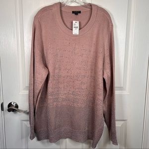 Lane Bryant Crewneck Sweater Dusty Rose Metallic Silver Sz 26 / 28 NWT